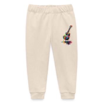 Ukulele with dripping paint - Baby Organic Sweatpants by Stanley/Stella - soft Ecru - Front