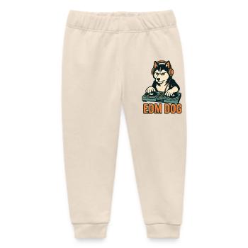 EDM Dog: Husky DJ at the mixing desk in retro style - Baby Organic Sweatpants by Stanley/Stella - soft Ecru - Front
