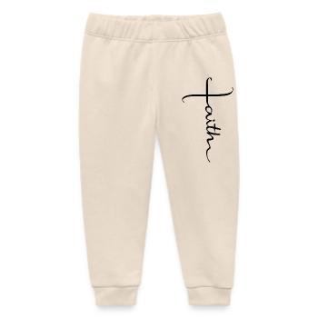 Faith Faith Church God Bible Cross Jesus - Baby Organic Sweatpants by Stanley/Stella - soft Ecru - Front