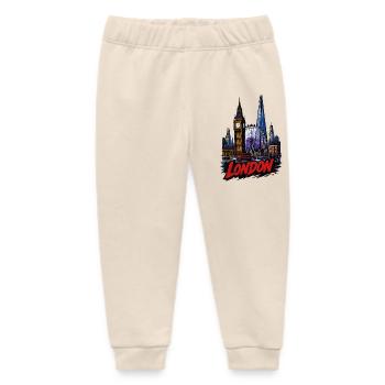 London's Neon Skyline - Baby Organic Sweatpants by Stanley/Stella - soft Ecru - Front