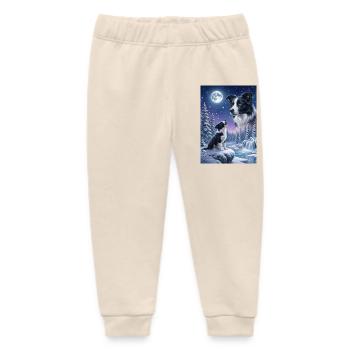 Howling to the Moon Meme Dog Border Collie - Baby Organic Sweatpants by Stanley/Stella - soft Ecru - Front