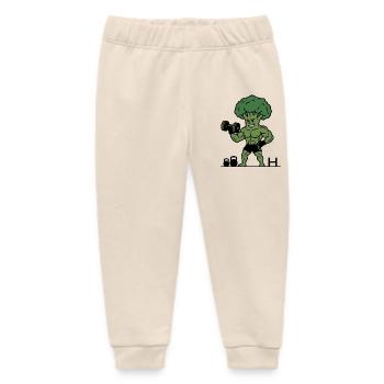 GYM Broccoli Bodybuilder - Baby Organic Sweatpants by Stanley/Stella - soft Ecru - Front