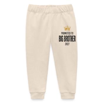 PROMOTED TO BIG BROTHER 2027 - Baby Organic Sweatpants by Stanley/Stella - soft Ecru - Front