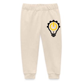 Electrician Light Bulb Lightning and Gear - Baby Organic Sweatpants by Stanley/Stella - soft Ecru - Front
