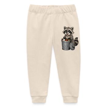 Raccoon with fruit in garbage can - Baby Organic Sweatpants by Stanley/Stella - soft Ecru - Front