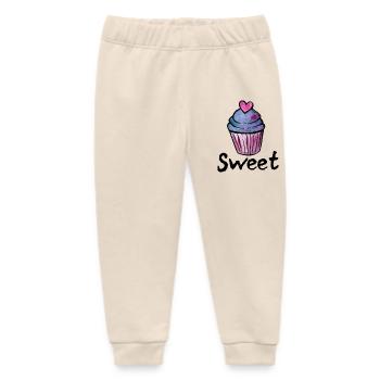Pastel Cupcake Heart Frosting - Baby Organic Sweatpants by Stanley/Stella - soft Ecru - Front