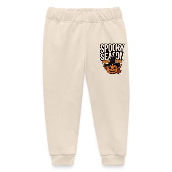 Halloween Pumpkin – Spooky Season - Baby Organic Sweatpants by Stanley/Stella - soft Ecru - Front
