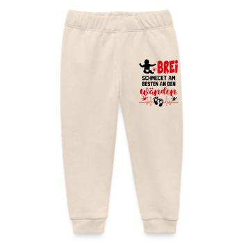 Brei essen Kleckern Hunger Babysprüche - Baby Organic Jogginghose Baby Tumbler von Stanley/Stella - Natur - Vorne
