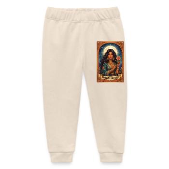 Brown Baddies: Goddess of the Night and Rose - Baby Organic Sweatpants by Stanley/Stella - soft Ecru - Front