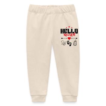 Hello World New Hello World Baby Sayings - Baby Organic Sweatpants by Stanley/Stella - soft Ecru - Front