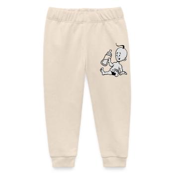 Baby with a milk bottle - Baby Organic Sweatpants by Stanley/Stella - soft Ecru - Front