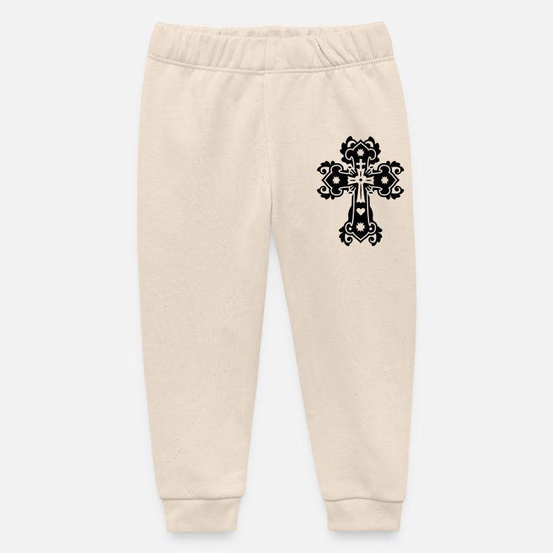 gothique croix religieuse croix - Pantalon de jogging bébé bio Stanley/Stella - écru doux