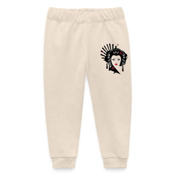 Geisha with headphones - Baby Organic Sweatpants by Stanley/Stella - soft Ecru - Front