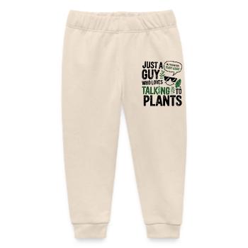 Plant Lover Talking to Plants Design - Baby Organic Sweatpants by Stanley/Stella - soft Ecru - Front