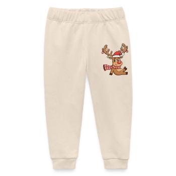 Reindeer with lights and scarf - Baby Organic Sweatpants by Stanley/Stella - soft Ecru - Front