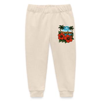 Hibiscus Coastal Paradise Caribbean - Baby Organic Sweatpants by Stanley/Stella - soft Ecru - Front