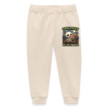Skeleton slice of pizza at the grave - Baby Organic Sweatpants by Stanley/Stella - soft Ecru - Front