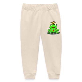 Royal frog with heart - Baby Organic Sweatpants by Stanley/Stella - soft Ecru - Front