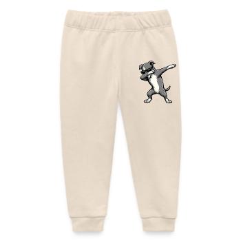 Dabbing Greyhound - Baby Organic Sweatpants by Stanley/Stella - soft Ecru - Front