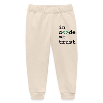 [ In code we trust ] - Pantalon de jogging bébé bio Stanley/Stella - écru doux - Devant