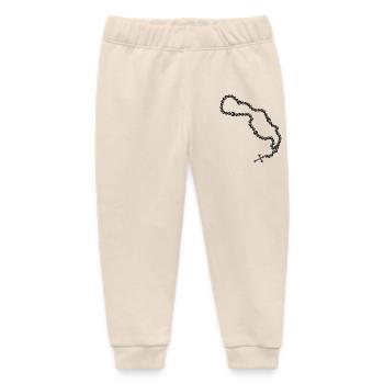 Rosenkranz Zeichnung mit Kreuz und schwarze Perlen - Baby Organic Jogginghose Baby Tumbler von Stanley/Stella - Natur - Vorne