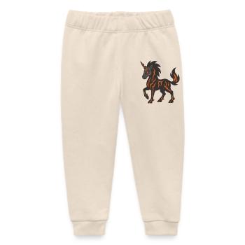 Lava Demon Unicorn with Glowing Fire Cracks - Baby Organic Sweatpants by Stanley/Stella - soft Ecru - Front