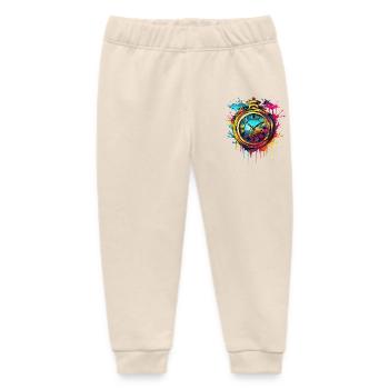 Clock - Time - Timeless - Baby Organic Sweatpants by Stanley/Stella - soft Ecru - Front