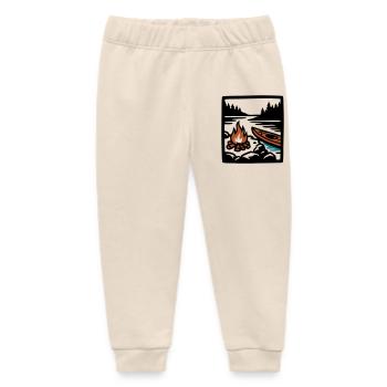Campfire Canoe Forest Icon - Baby Organic Sweatpants by Stanley/Stella - soft Ecru - Front