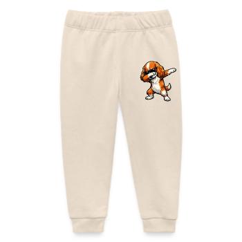 Dabbing Cocker Spaniel - Baby Organic Sweatpants by Stanley/Stella - soft Ecru - Front