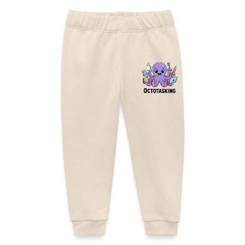 Octotasking Creature in Multitask Mode - Baby Organic Sweatpants by Stanley/Stella - soft Ecru - Front