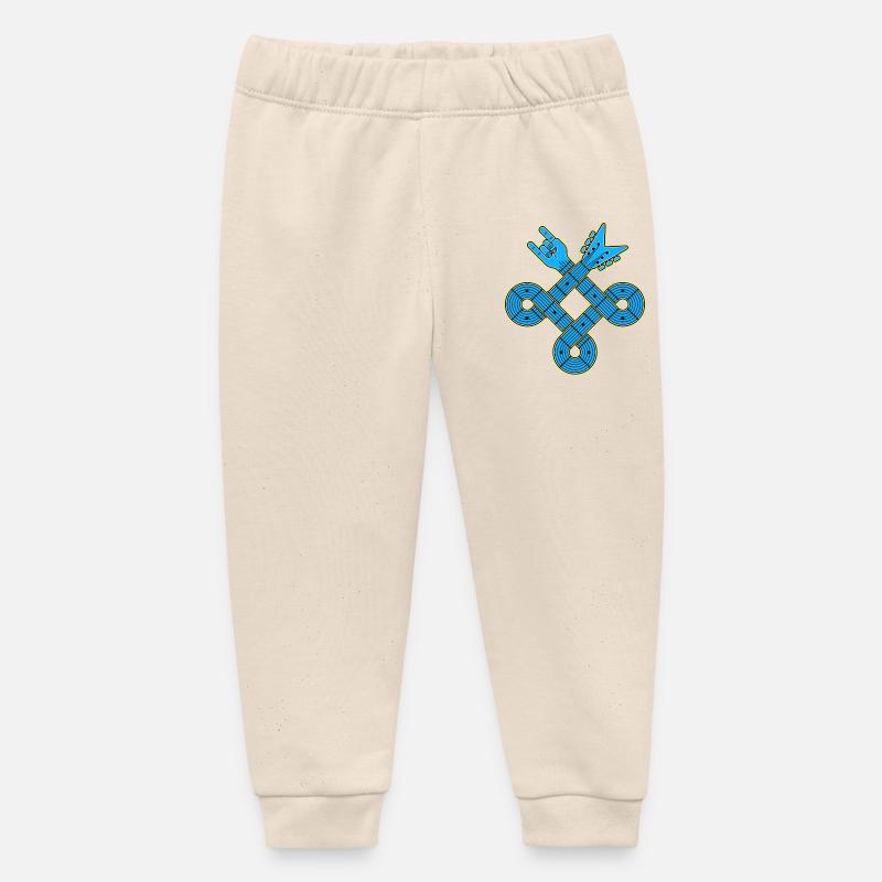 Emblème du nœud de guitare bleu néon - Pantalon de jogging bébé bio Stanley/Stella - écru doux