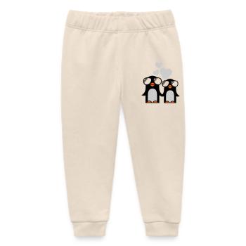 penguins fallen in love - Baby Organic Sweatpants by Stanley/Stella - soft Ecru - Front