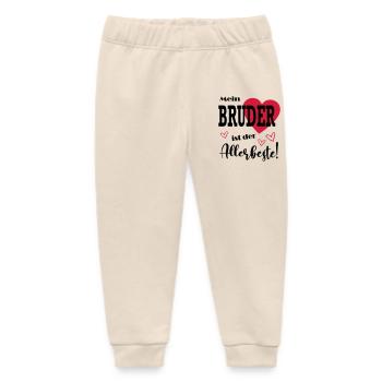 Baby child birthday gift very best brother - Baby Organic Sweatpants by Stanley/Stella - soft Ecru - Front