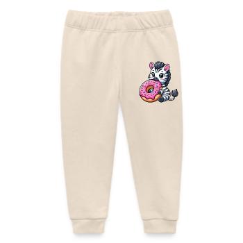 Cute Zebra Donut Cartoon Treats Fun - Baby Organic Sweatpants by Stanley/Stella - soft Ecru - Front