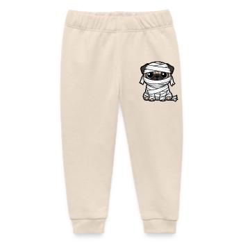 Lustiger Halloween Mops mit Mumie und Zombie  - Baby Organic Jogginghose Baby Tumbler von Stanley/Stella - Natur - Vorne