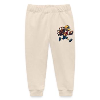 Thanksgiving Football Turkey - Baby Organic Sweatpants by Stanley/Stella - soft Ecru - Front