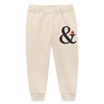 Ampersand with red star accent - Baby Organic Sweatpants by Stanley/Stella - soft Ecru - Front