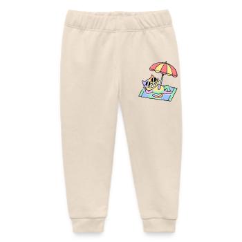 Beach Cat Pop Art Lounge Under Parasol - Baby Organic Sweatpants by Stanley/Stella - soft Ecru - Front