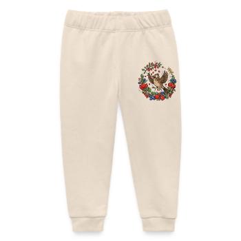 Cheerful bird in a berry wreath - Baby Organic Sweatpants by Stanley/Stella - soft Ecru - Front