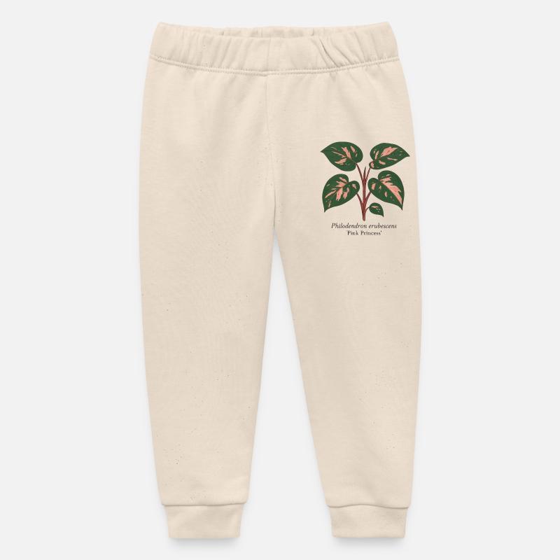 Plante élégante - Philodendron Pink Princess - Pantalon de jogging bébé bio Stanley/Stella - écru doux
