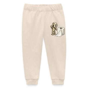 Mummy and Toilet Paper Cartoon - Baby Organic Sweatpants by Stanley/Stella - soft Ecru - Front