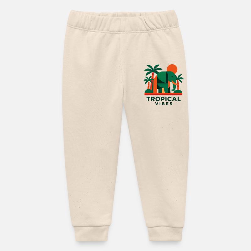 Éléphant tropical - Pantalon de jogging bébé bio Stanley/Stella - écru doux