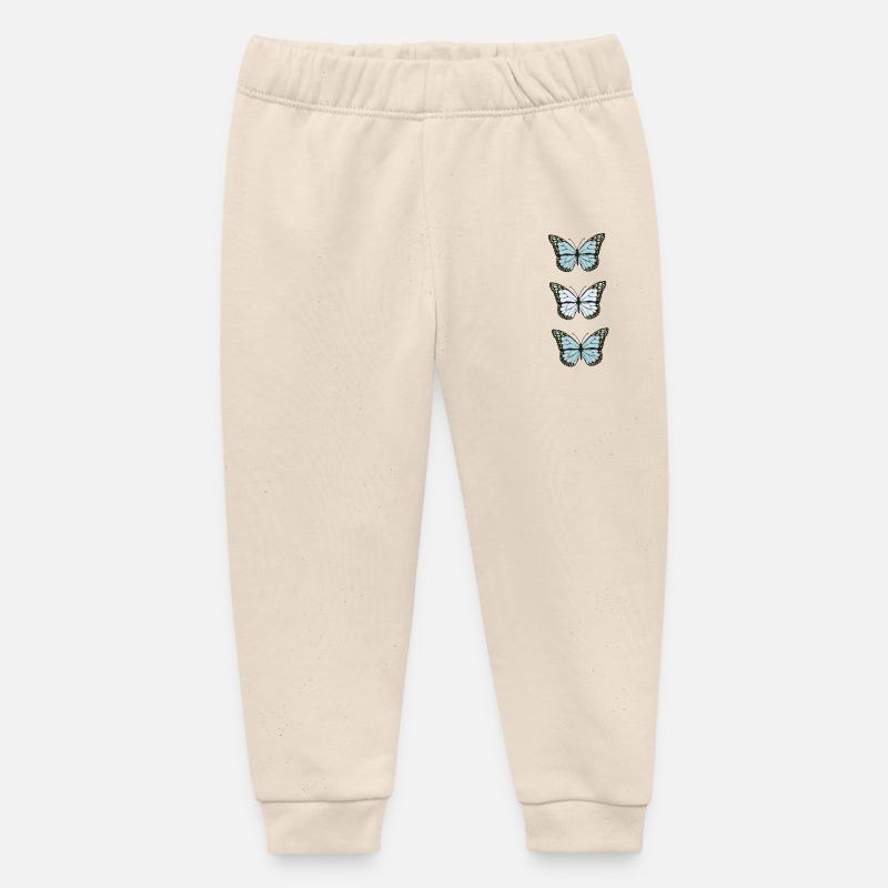 Trois Papillons Monarques Bleus - Pantalon de jogging bébé bio Stanley/Stella - écru doux