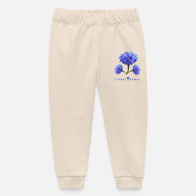 Fleur de maïs bleu - Pantalon de jogging bébé bio Stanley/Stella - écru doux