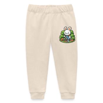 Harvest Hopper: The Gardening Bunny - Baby Organic Sweatpants by Stanley/Stella - soft Ecru - Front