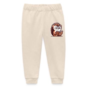 Bookish Hedgehog: The Tiny Scholar - Baby Organic Sweatpants by Stanley/Stella - soft Ecru - Front