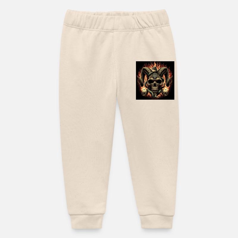 Crâne satanique en feu - Pantalon de jogging bébé bio Stanley/Stella - écru doux