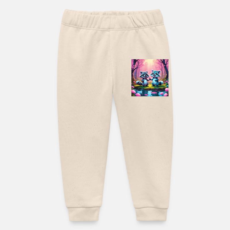Ratons laveurs dans la forêt de conte de fées - Pantalon de jogging bébé bio Stanley/Stella - écru doux