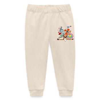 Cute Deer, Bunny Collage with Rainbow - Baby Organic Sweatpants by Stanley/Stella - soft Ecru - Front