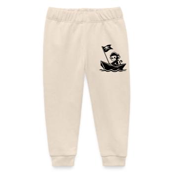 Angry pirate monkey in the boat - Baby Organic Sweatpants by Stanley/Stella - soft Ecru - Front